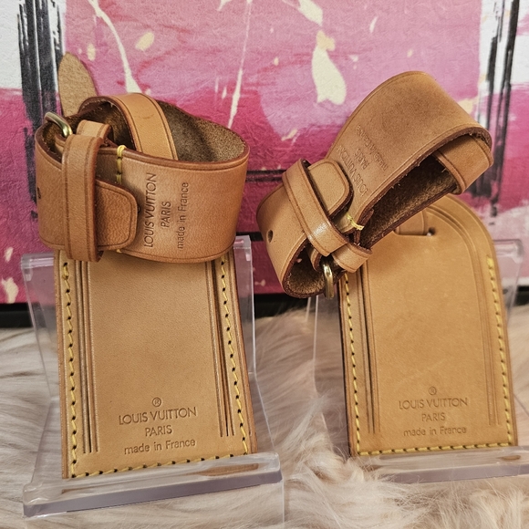 Louis Vuitton Set Vachetta Vintage Luggage Tag & Handle Strap X 2✨ - Picture 4 of 16
